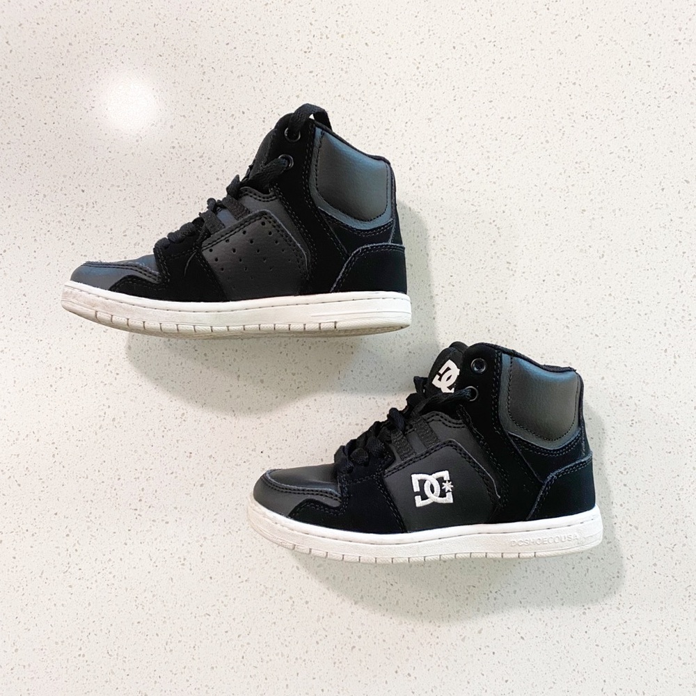 DC Kids Black and White High-Top Sneakers